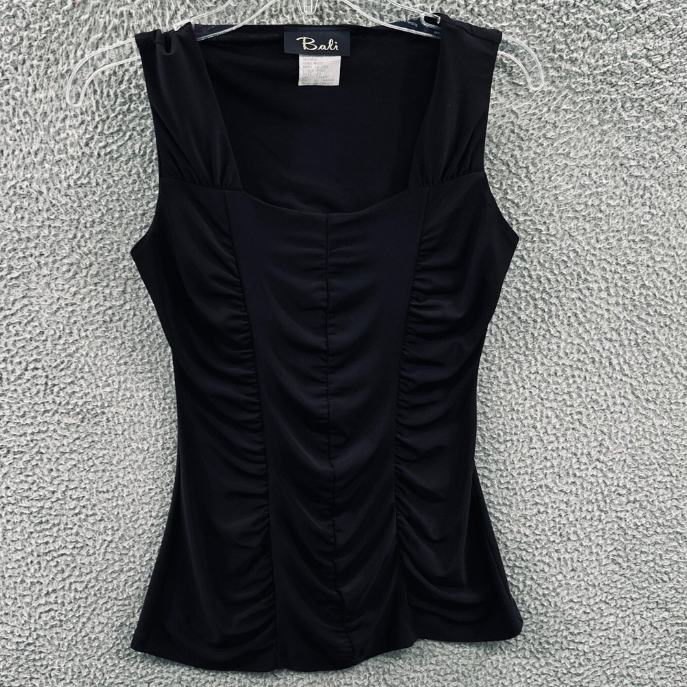 Women Ruched Corset Tank Top Black XS‎ Y2K Going Out Clubwear Fitted Stretch